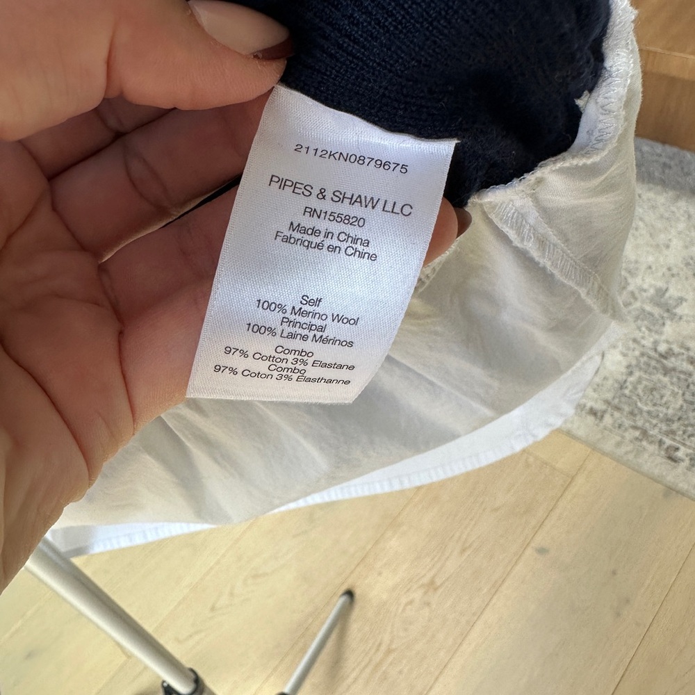 Veronica Beard dark blue and White Mixed Media Sweater - Picture 9 of 13